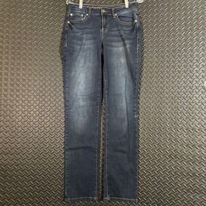 Earl Jeans Womens Size 6 Straight‎ Leg Dark Wash Embellished Denim Jeans